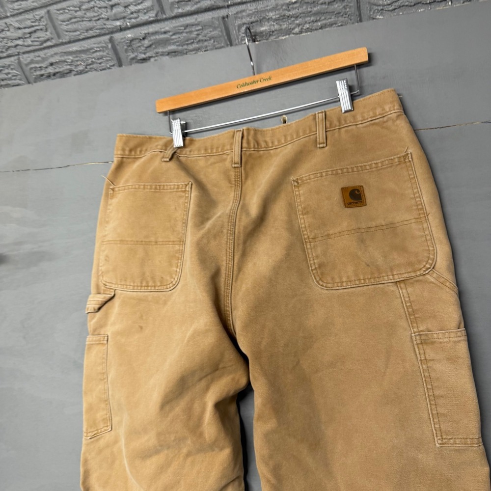 Carhartt‎ Mens Tan Distressed Duck Canvas Carpenter Work Pants 38x30 Loose Fit